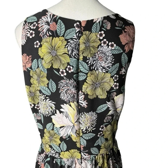 LOFT Black Floral Sleeveless Maxi Dress with Side Slits Size 14 - Picture 7 of 15